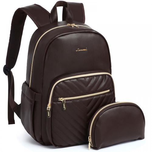 LOVEVOOK 2022 Women Quilted Travel Laptop Backpack 15.6 Inch Potable PU Backpacks Book Bag For School College Work Business Trip