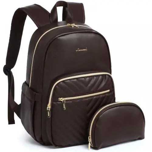 LOVEVOOK 2022 Women Quilted Travel Laptop Backpack 15.6 Inch Potable PU Backpacks Book Bag For School College Work Business Trip