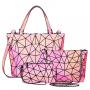 LOVEVOOK Custom Holographic Reflective Bag Wallet Clutch Set Geometric Luminous Purses and Handbags geometric women Backpacks