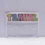 Keymay Transparent Pvc Flat Lay Makeup Bag Travel Snacks Bag Personalized Chenille Letter Cosmetic Bag Clear Pouch With Patches
