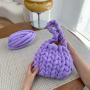 Custom colors Winter Thick Icelandic Wool Diy Chunky Yarn Tote Women's Hand Knitted Crochet Handbag Bag