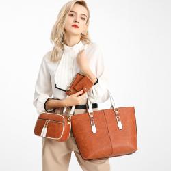 ZR657 Women Bag New Fashion Sets Of Mother Bag Ladies PU Large Capacity Shoulder Handheld Cover Type Crossbody Bucket Tote Bag
