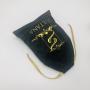Custom Gold Logo Black Jewelry Drawstring Dust Velvet Bag Super Soft Velvet Gift Cosmetic Pouch