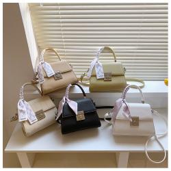Pu Leather Wholesale Women Handbags Pure Color Designer Shoulder Bags Silk Scarf Quality Handbags