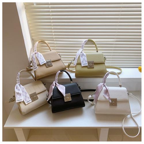 Pu Leather Wholesale Women Handbags Pure Color Designer Shoulder Bags Silk Scarf Quality Handbags