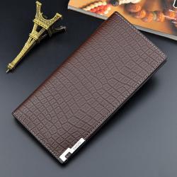 ZWY280 Men Simple Crocodile Print Long Wallet PU Waterproof Daily Lightweight Money Clip Business Multi-card Clutch Card Case