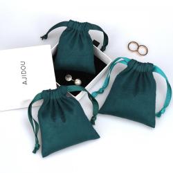 Custom Emboss Logo Suede Microfiber Jewelry Drawstring Bag Luxury Jewelry Gift Packing Suede Pouch