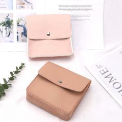 High Quality Custom Leather Snap Button Cosmetic Travel Bag Luxury PU Leather Perfume Makeup Pouch