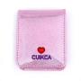 CUIKCA Lipstick Bag With Mirror Pink Pouch Laser Pu Leather Makeup Organizer Embroidered Purse
