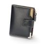 OEM015 Hot Sale Soft Leather Men Short Wallets Business Leisure 3 Folds Hasp Zipper Credit Card Holder Wallet Purse For Men