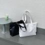 OEM Wholesale Black Simple Soft PU Leather Shoulder Korean Tote Classic Style Large Capacity Shopping Bag