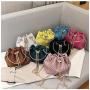 HR341 Small Style Crossbody Bag Versatile Diamond Chain Drawstring Carrying Bucket Bag Dinner Retro Luxury Women's Clutch Bag