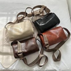 New 2024 commuting leather Shoulder bag solid color fashion large geometric pattern cross-body bag for women's handbags