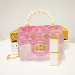 2022 New fashion women's handbags manufacturer single chain shoulder bag  pearls woman Candy Jelly bag