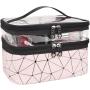 Wholesale Customized Fashion Ladies Makeup Case Large Capacity Double Layer Tote PVC Clear Travel Cosmetic Bag