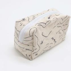 Custom Logo Printed Canvas Zipper Travel  Cosmetic Bags Luxury Cotton Canvas Drawstring Gift Packaging Dust Makeup Pouch