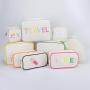 Keymay Custom Personalized Embroidery Letter Cosmetic Bag Travel Organizer Zipper Pouch Canvas Makeup Bag