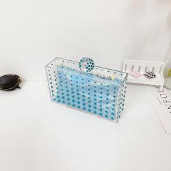Fashionable and exquisite diamond inlaid transparent acrylic small square bag