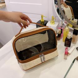 Cosmetic Bag Wholesale Women Handbags Transparent Advanced Wash Bag Waterproof Straw Woven Storage Cheap Women Bags