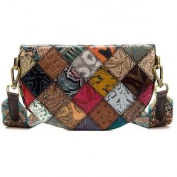 Small Women's Crossbody Bag Embossed Leather Splicing Should Bag For Girls
