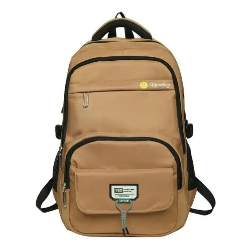 HR735 Unisex Solid Color Laptop Backpack Business Nylon College Shoulder Bag Portable Lightweight Universal Computer Schoolbag