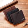 Men's Casual Soft Wallet New Young Multi-Card Three-Fold Horizontal Waterproof Open Closure Type