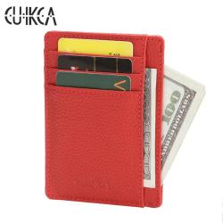 CUIKCA New Credit Card & ID Holders PU Leather Slim Women Wallet Zipper Coin Purse License Card Case Card & ID Holders