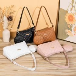 Embroidered Underarm Bag Pu Leather New 2024 Ladies Single Shoulder Bag Phone Cosmetics Storage Bag Two Piece Set