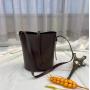 2021 New arrivals Genuine Leather 2 Sets Large Capacity Single Shoulder Bucket Bag Houndstooth Cosmetic Bag Set