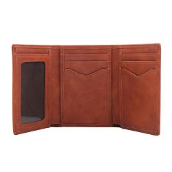 Minimalist trifold wallet rfid blocking oil wax top grain leather wallet for men with custom hot stamp logo for free