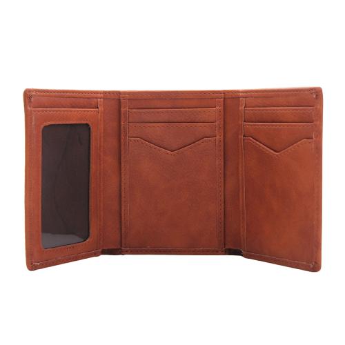 Minimalist trifold wallet rfid blocking oil wax top grain leather wallet for men with custom hot stamp logo for free