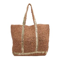 Factory custom natural straw woven  bags 2024 new design Lightweight summer beach bag vacation holiday rattan grass bag