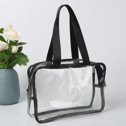 Plastic Tote Shopping Bag Shoulder Transparent Pvc Clear Duffle Bag With Logo Zipper Pvc Beach Hand Bag