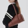 Fashion Women Shoulder Bag Black Leather Shoulder Bag Cylinder Underarm Bags Ladies Handbags