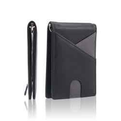 Custom minimalist leather money clip wallet rfid men front pocket slim pu money clip wallet