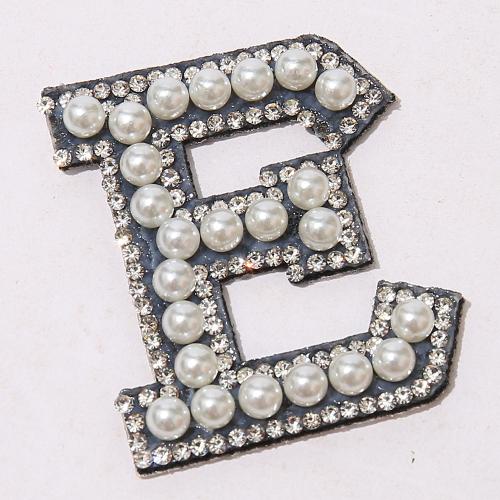 Custom Design Alphabet Patch Letter Initial Glitter Bling Pearl Letter Patch