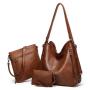 Hot Sale large capacity  3 pieces Set PU Leather Tote bag Ladies Purse Shoulder Messenger Organization Cosmetic Bag Handbags sac main femm sac