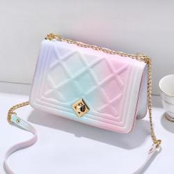 Hot Selling Women Bag NEW Fashion rainbow Lady Handbag PU leather crossbody pattern purse for girls