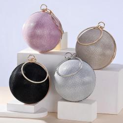 New arrival round bag handbag ladies chain crossbody shoulder bags glitter pouch clutch evening bags luxury