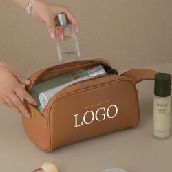 Customized Double Zipper Hand Pouches Makeup Bag PU Waterproof Portable Travel Toiletry Organizer Cosmetic Bags