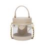 Hot sale women chain transparent bucket bag fashion designer clear PVC hand bag for women