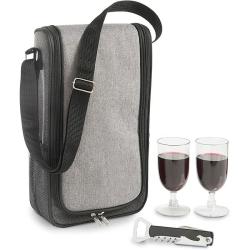 Cooling Wine Carrier Bag in Premium Ash Grey Wine Cooler Compartment Keeps Wine Chilled