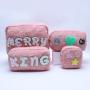 Wholesale Winter Stylish Teddy Cosmetic Bag 4 Size Travel Toiletry Makeup Bag Cute Soft Fluffy Teddy Bag Sherpa Zipper Pouch