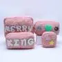 Wholesale Winter Stylish Teddy Cosmetic Bag 4 Size Travel Toiletry Makeup Bag Cute Soft Fluffy Teddy Bag Sherpa Zipper Pouch