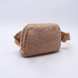 Keymay Multicolor Running Travelling Sherpa Crossbody Bag Fashion Fanny Packs Waist Bag with Adjustable Strap Fleece Belt Bag