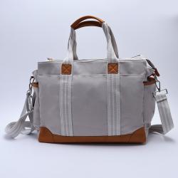 Stock Large Capacity Long Shoulder Belt Cross-body Canvas Tote Mommy Bag with Changing Mat 2 Stroller Strap Baby Diaper Bags