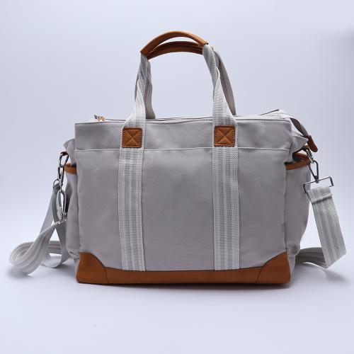 Stock Large Capacity Long Shoulder Belt Cross-body Canvas Tote Mommy Bag with Changing Mat 2 Stroller Strap Baby Diaper Bags