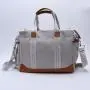 Stock Large Capacity Long Shoulder Belt Cross-body Canvas Tote Mommy Bag with Changing Mat 2 Stroller Strap Baby Diaper Bags
