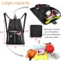 Gelory Black Reusable And Durable Polyester Drawstring Gym Bag Folding Into Pouch Lightweight Sports Drawstring Backpack