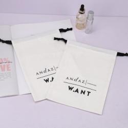 Custom Logo Printing Recycled Brush Canvas Dust Bag For Packaging Handbag Luxury Drawstring Canvas Shopping  Dust Pouch